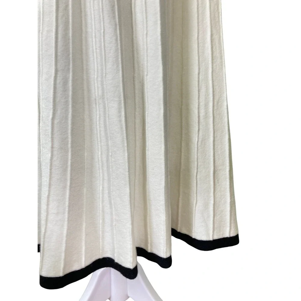 Rihoas White Black Contrasting Sweater Midi Dress Tennis Preppy Babydoll Size M - Picture 11 of 16